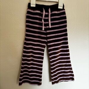MINI BODEN Sz 3/4Y Casual Pants Bottoms Purple Brown Stripe Velour Pull On